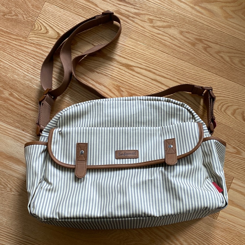 Updated! BabyMel | diaper bag, grey and brown with accessories